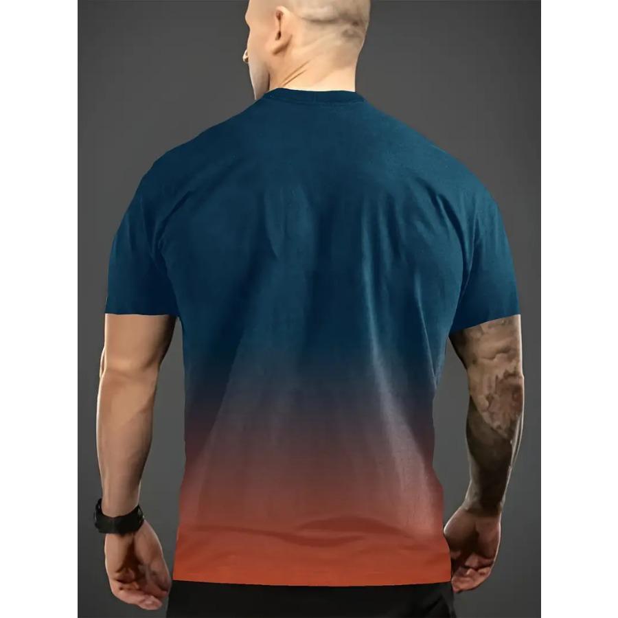 Стильная футболка с графическим принтом Paris в градиентных тонах - яркая футболка с коротким рукавом и круглым вырезом для мужчин - идеальная летняя одежда для активного отдыха с комфортом