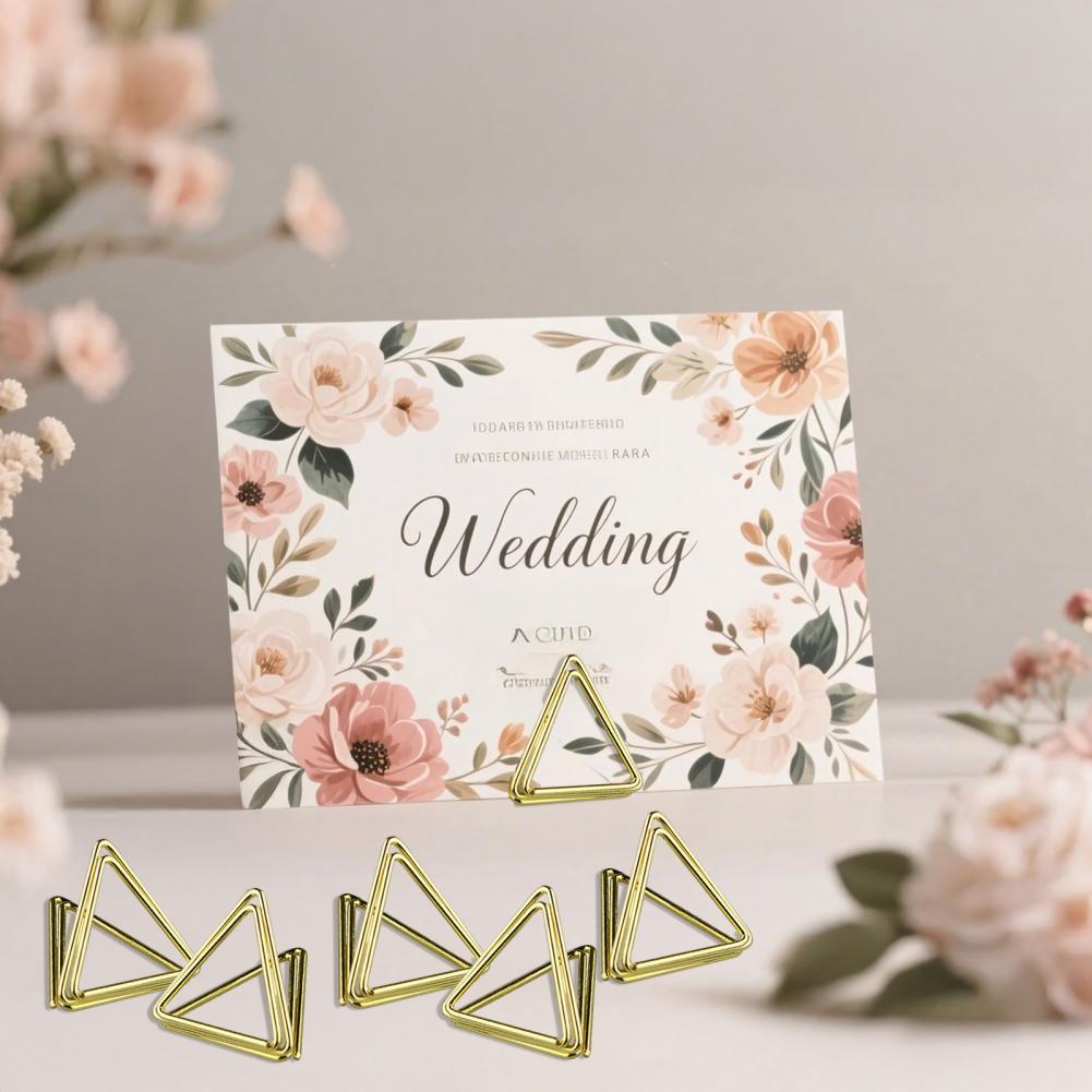 Metal Business Card Holders 24pcs Triangle Metal Card Holders Golden Note Clips Table Name Stands for Wedding for Weddings