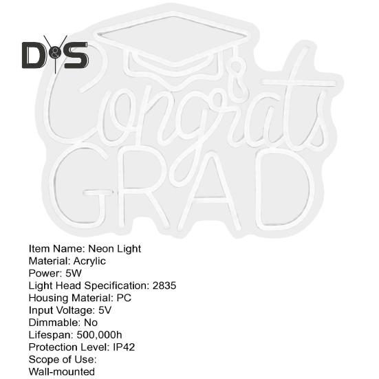 Светодиодный стильный светильник для выпускного сезона, неоновый свет, простая установка, регулируемая яркость, выпускной класс 2025 года, неоновая вывеска, украшение для вечеринки