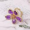 Women Girl Exaggerated Shine Rhinestone Flower Fairy Ring Open Adjustable Big Flower Crystal Ring