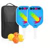 Набор для начинающих с лопатками из стекловолокна Pickleball включает в себя 2 ракетки, 2 мяча для игры в помещении, 2 мяча для улицы и 1 сумку для игры в мяч.