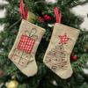 Christmas Tree Hanging Hemp Christmas Socks Hanger Burlap Embroidery Christmas Stocking