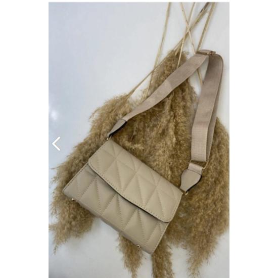 Стеганая женская сумка через плечо с ремешком из норки