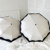 Romantic French-Style Women's Parasol: Black & White Edged, UV & Sun Protection, Automatic for Sunny & Rainy Days