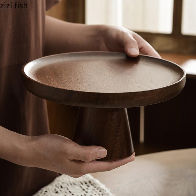 Высокий деревянный поднос для торта Подставки для торта Десертная тарелка Форма для торта Блюдо для димсамов Фруктовая тарелка Десертная станция Подставки для закусок