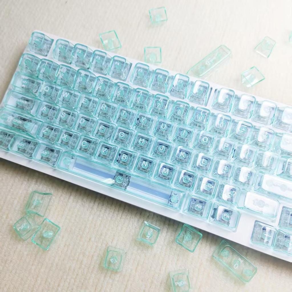 Xiaomi New 115 Key Translucent Keycaps PC PBT Keycaps Green Keycap MDA Profile for MX Switch Keycap for Mechanical Keyboard Game Keys