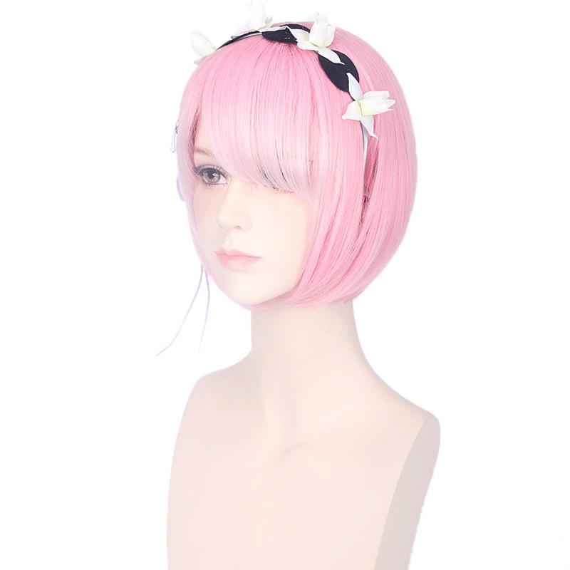 Парик для косплея + булавки для вечеринки Hajimeru Isekai Seikatsu Rem Ram Twins Blue Pink