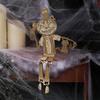 Articulated Pumpkin Man Halloween Decoration Spooky Wooden Pumpkin Skeleton Tabletop Ornament for DIY Home Office Decor