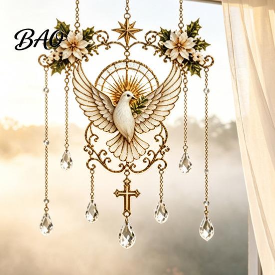 Memorial Keepsake Stained Glass Effect Blessing Suncatcher, Acrylic Angel Prayer Window Hanging Religious Gift for Women Ornament with Faux