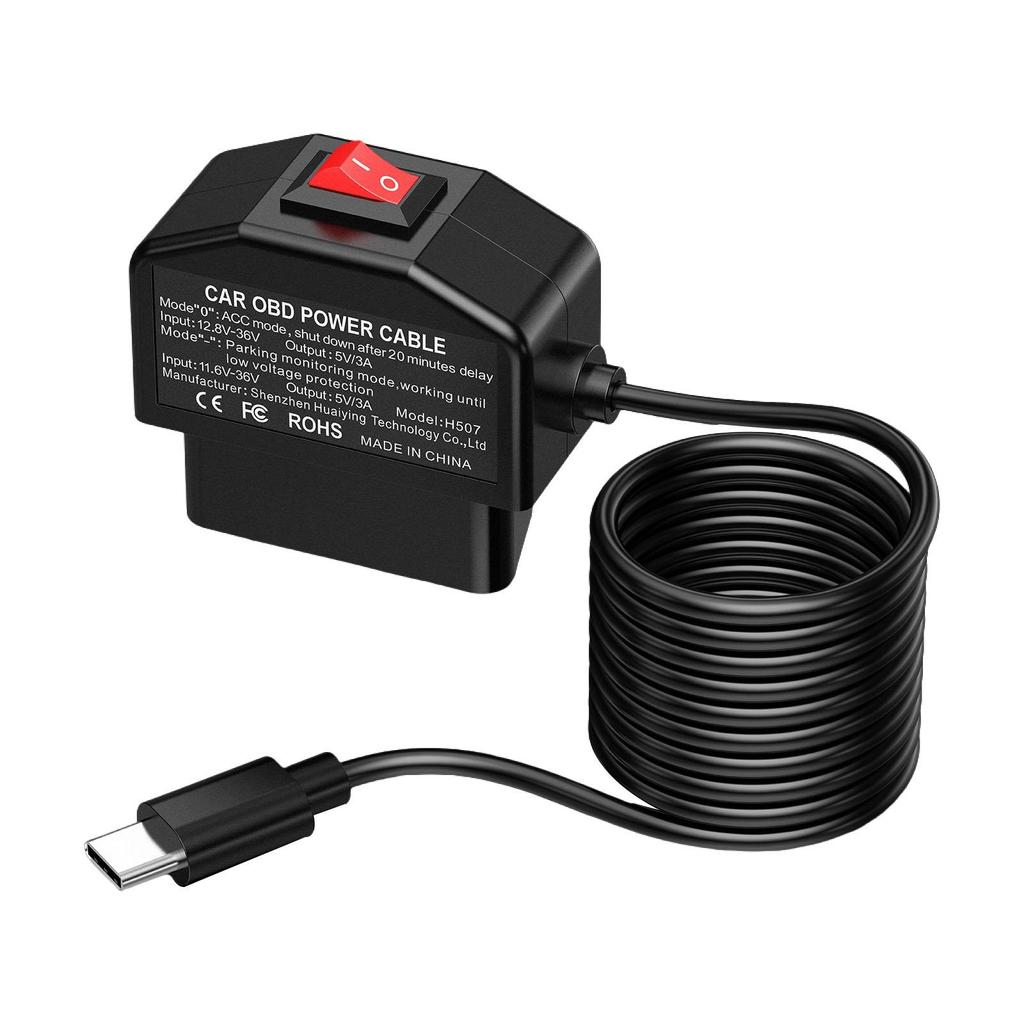Кабель питания OBD для круглосуточного наблюдения с USB-портом, мини-аксессуар, обнаружение напряжения