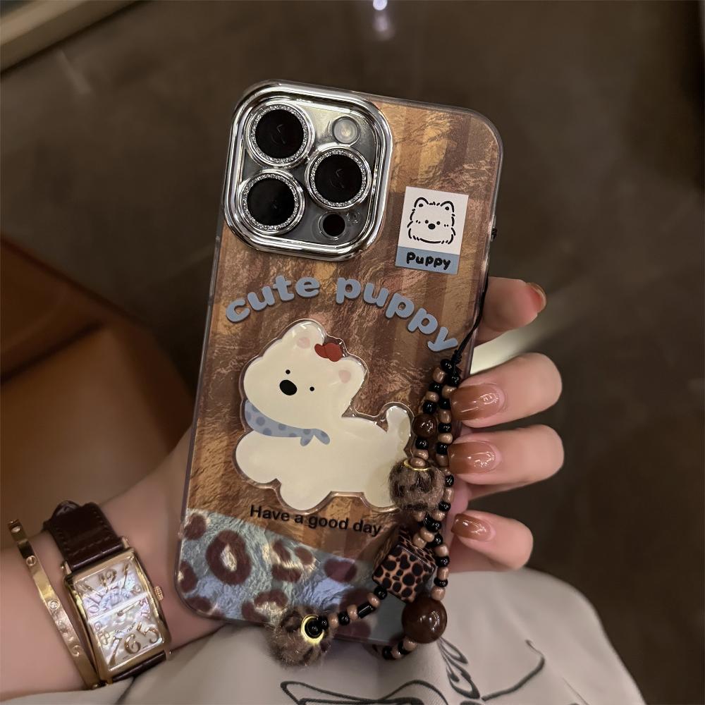 Совместимо с IPhone 16, Apple 17 Pro Max, Patchwork West Highlands 13 Леопардовый Принт Шнурок 14 Ретро Блестки