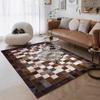 Retro American-Style Cowhide Carpet: High-Grade Leather Floor Mat for Living Room and Bedroom, Light Luxury, Soft, and Trendy Design.