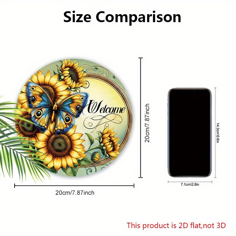 Деревянная приветственная табличка в деревенском стиле с узором из подсолнухов и бабочек - Очаровательная декоративная подвесная табличка - Идеальный подарок для друга, семьи