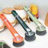 2 In 1 Press Type Automatic Liquid Outlet Cleaning Brush With Replaceable Head For Kitchen Cleaning Pots Pans Soap Dispenser