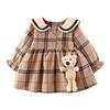 Kid Girls Autumn Princess Dresses Kids Baby Party Girl Long-sleeved Navy Plaid Dress