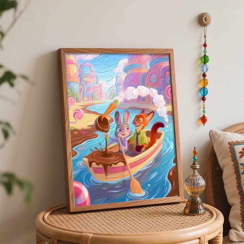 Disney Digital Oil Painting Art Kit Candy River Adventure Handmade Coloring Painting Home Decor