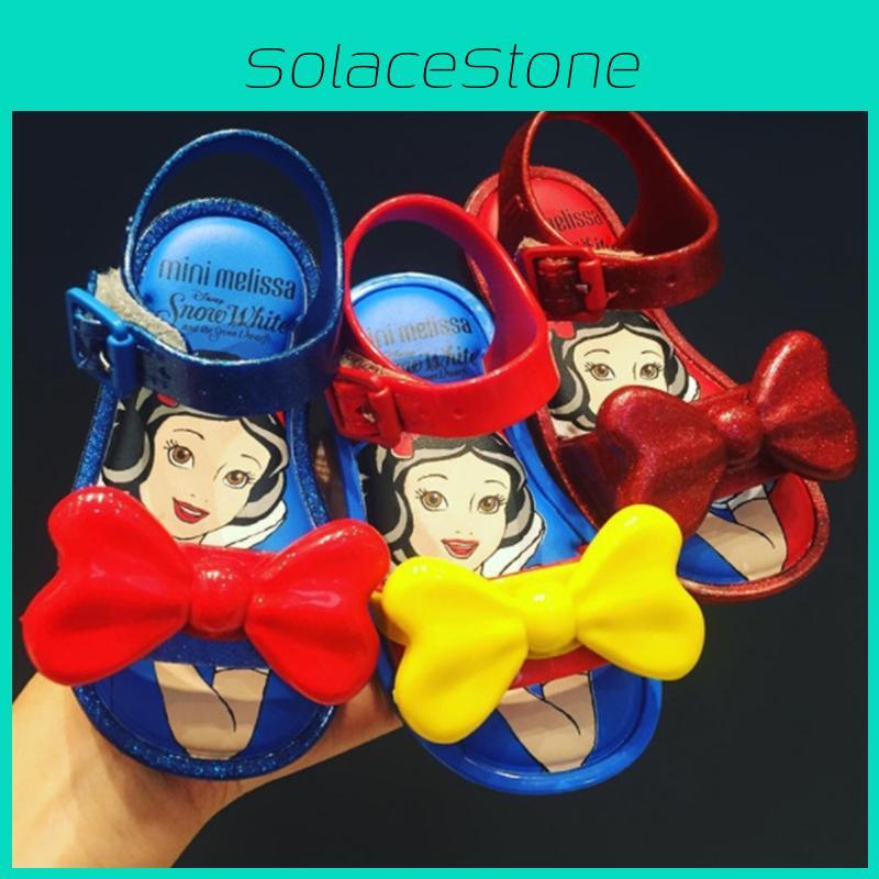 Charming Mini Melissa Snow White Girls Sandals With Adorable Cartoon Pattern Design