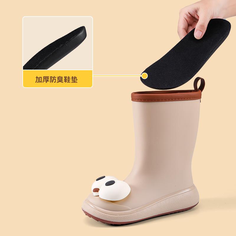 Большие глаза детские дождевики для девочек мальчиков учеников начальной школы симпатичные нескользящие водонепроницаемые теплые хлопковые модные средние резиновые сапоги