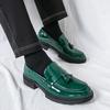 Autumn Winter New Green Patent Leather Glossy Finish Tassel Leather Casual Slip On Non-slip Men's Fashionable Men's Loafer Shoes