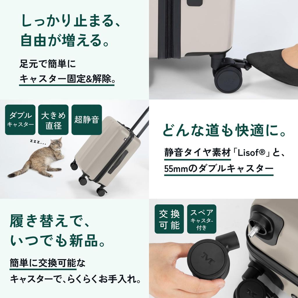 Carry Case S Size Lightweight Smooth Running for Easy Silent Casters Lightweight Large Capacity 36L With Stopper Carry Bag HINOMOTO Suitcase COLOR YOU