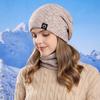 Winter Hat Scarf Suit Women's Outdoor Coldproof Warm Knitted Hat Cashmere Ear Protection Cap Wool Hat