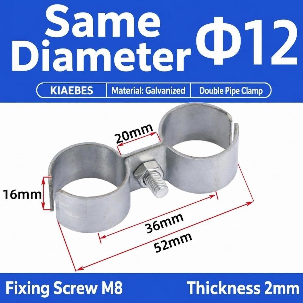 Zinc Plating Parallel Pipe Clamp Adjustable Twin Hose Clamp Double Tube Clamp Pipeline‑fixing