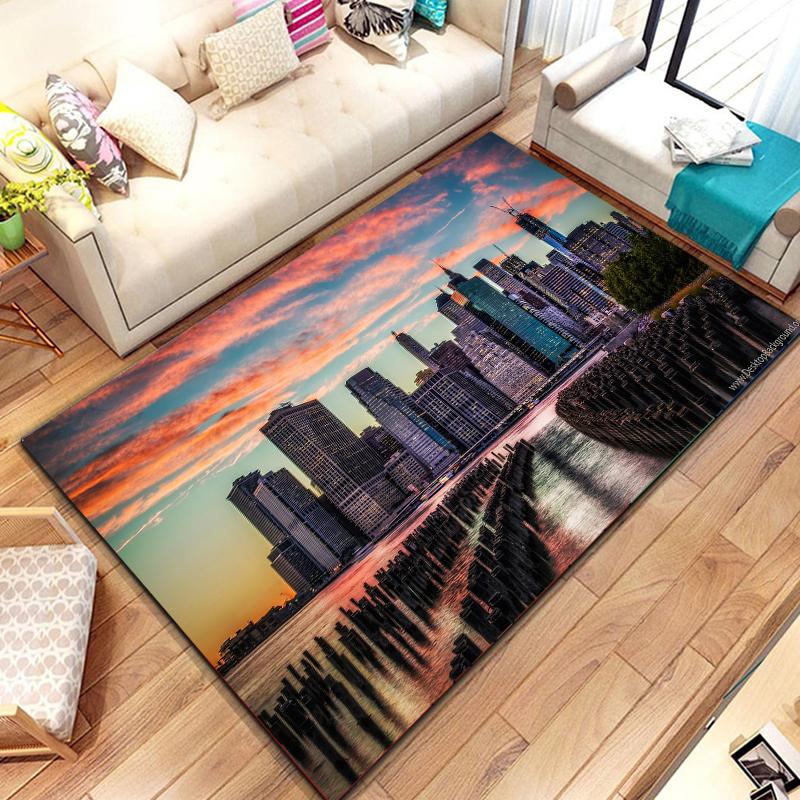 Ковер с видом улиц Нью-Йорка для кухни, ванной комнаты, нескользящий коврик, балкон, детская спальня, гостиная, декор, коврики для пола