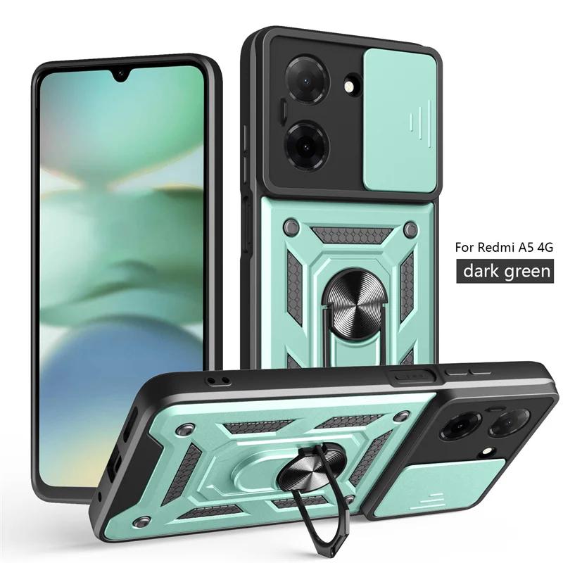 Slide Lens Camera Protection Back Case for Redmi A5 4G RedmiA5 Shockproof Magnetic Ring Stand Holder Cover for Xiaomi POCO C71