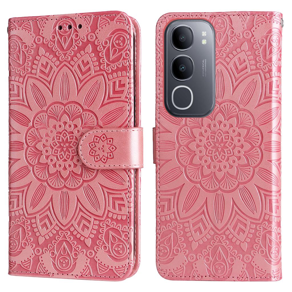For vivo Y50 Case Sunflower Imprint Leather Wallet Phone Cover