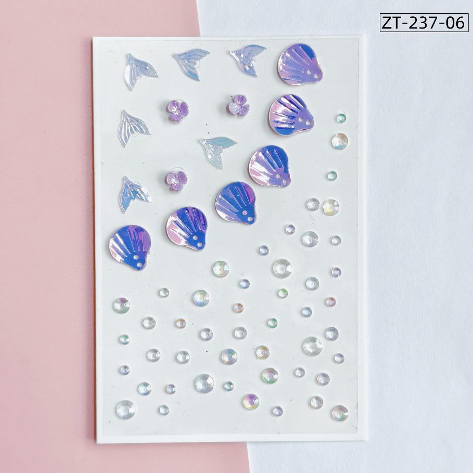 Наклейки на лицо со стразами «Принцесса-Русалка» для детей - Нетоксичные, с пайетками, дизайн «Хвост Ракушки» для сценического макияжа