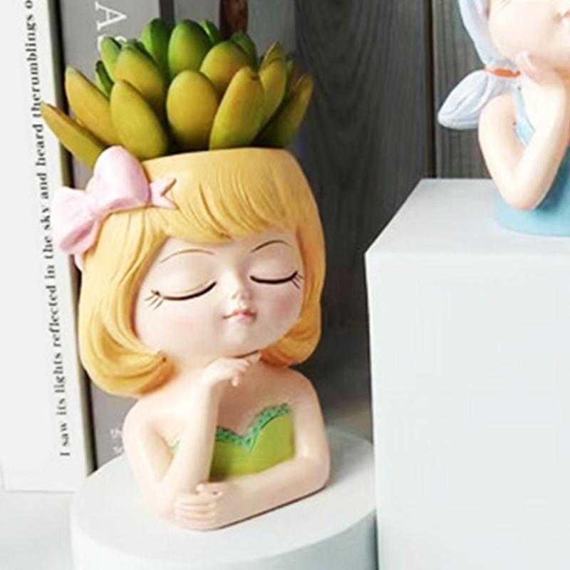 Geometric Bowknot Girl Gypsum Silicone Molds Storage Box Mold for Making Succulent Plant Flower Pen Holder