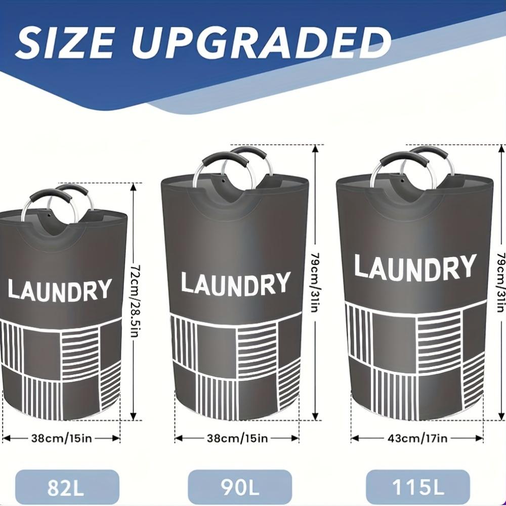 Collapsible Oxford Cloth Laundry Hamper with Aluminum Handles, Cushioned Grips, 82L and 115L Clothes Storage Basket