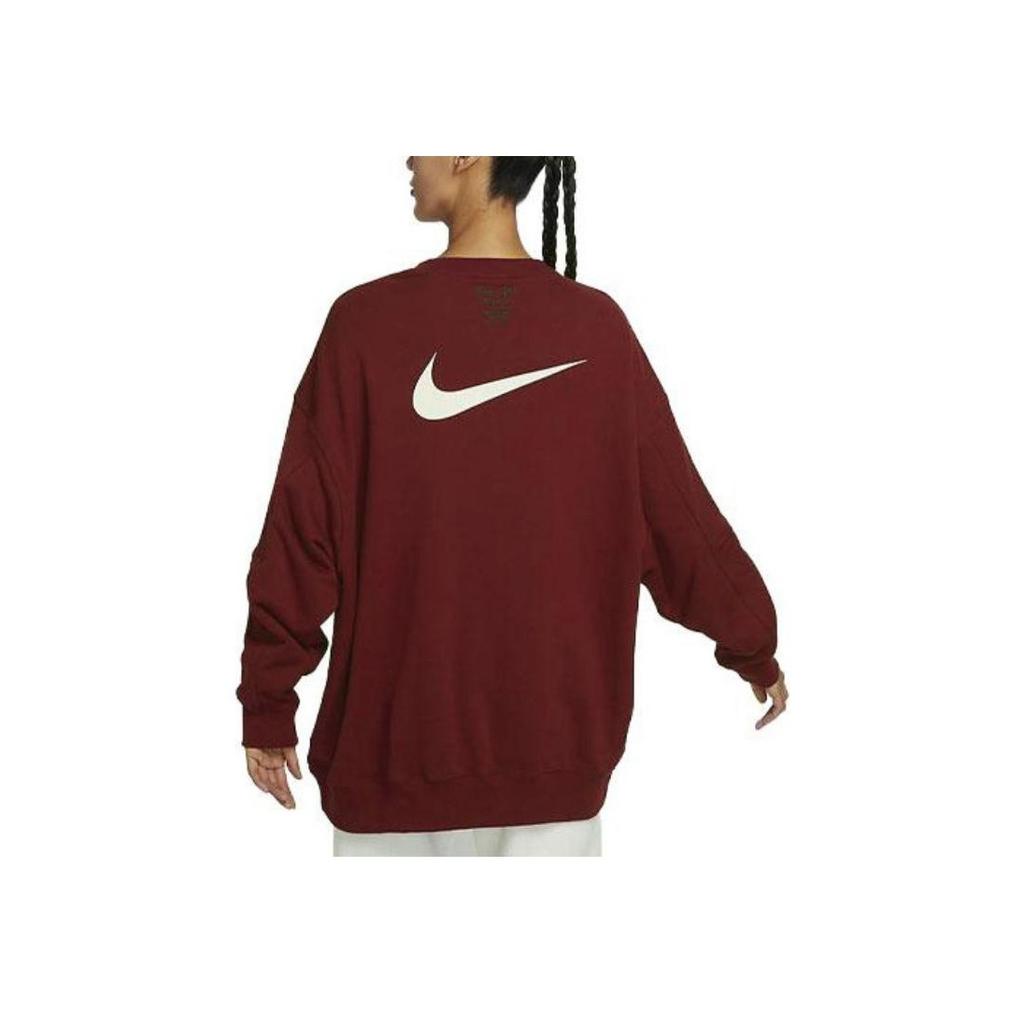 Nike Буквенно-цифровая вышивка, ребристый круглый вырез, свободная толстовка женская, розово-красная FV8444-677