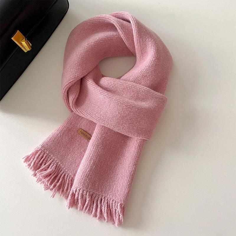 2024 New Autumn and Winter New Solid Color Tassel Simple Yarn Scarf Shawl Dual-use Warm Scarf for Women