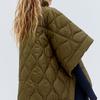 Autumn and Winter New Women Standing Neck Loose Medium Sleeve Diamond Quilted Waterproof Cloak Coat
