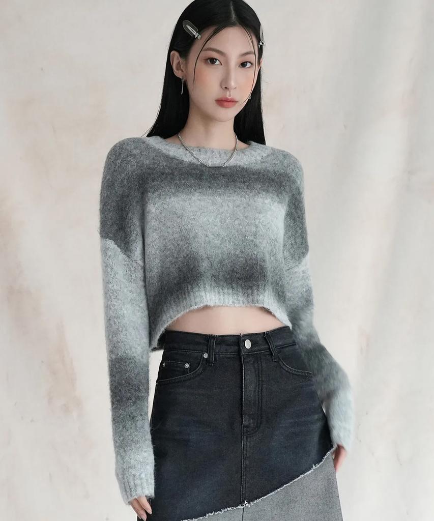 AVANDRESS Wool Gradation Crop Knit Rainbow