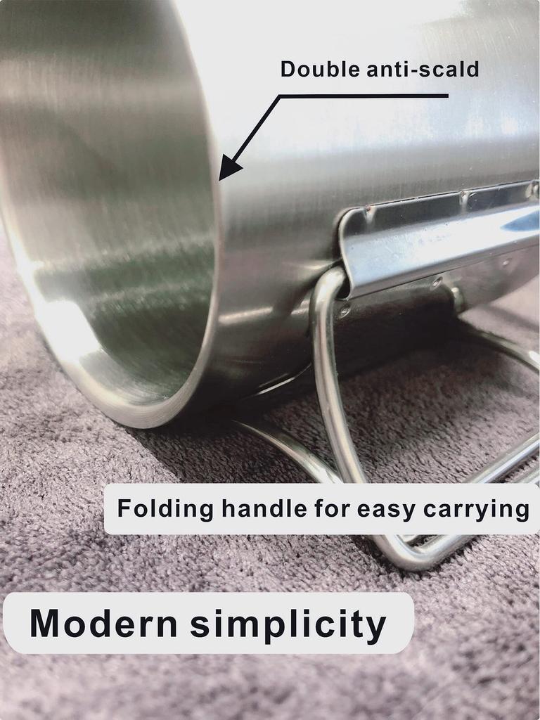 Простая походная чашка для кофе с двойными стенками из нержавеющей стали, складная дорожная ручка, походная серебряная кружка, чашка, чашка, 400 мл,