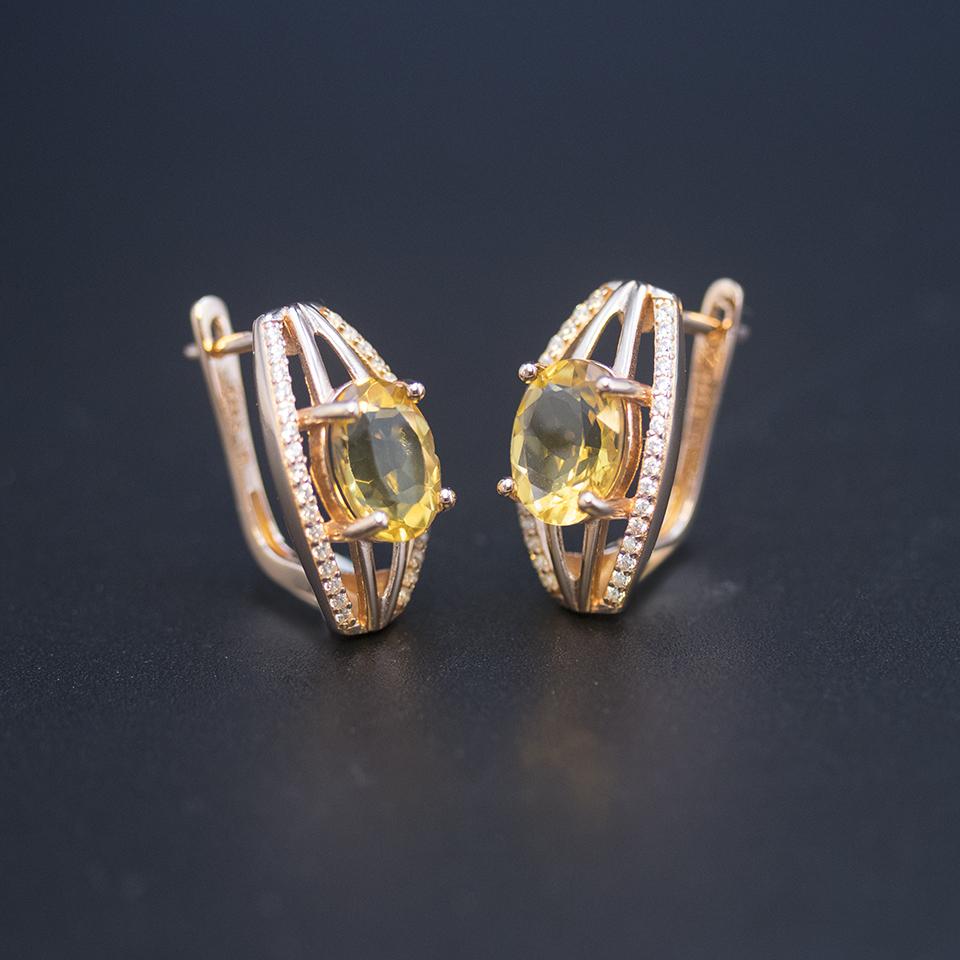 Natural Golden Citrine Jewelry Sets 925 Sterling Silver Earrings Ring Oval 10*8mm Gemstone Jewellry for Women Wedding Gift