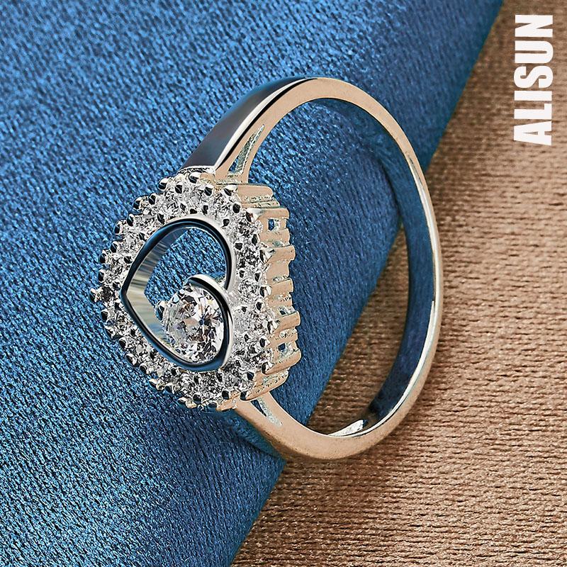 Кольцо в форме сердца из стерлингового серебра 925 пробы с цирконием AAA, модные свадебные украшения