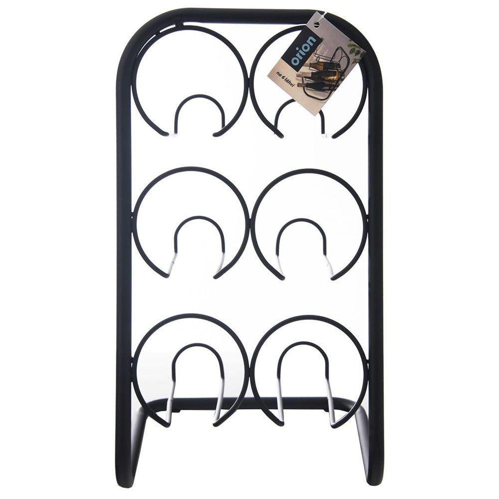 Black Metal Freestanding Wine Rack for 6 Bottles 22.5x39cm
