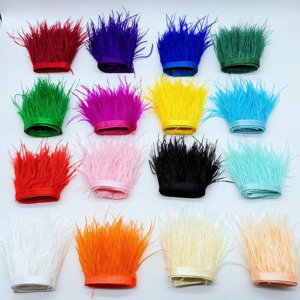 100CM Natural Ostrich Feather Trim Ribbon Crafts DIY Boho Wedding Dresses Sewing White Plume Tape Party Home Decoration