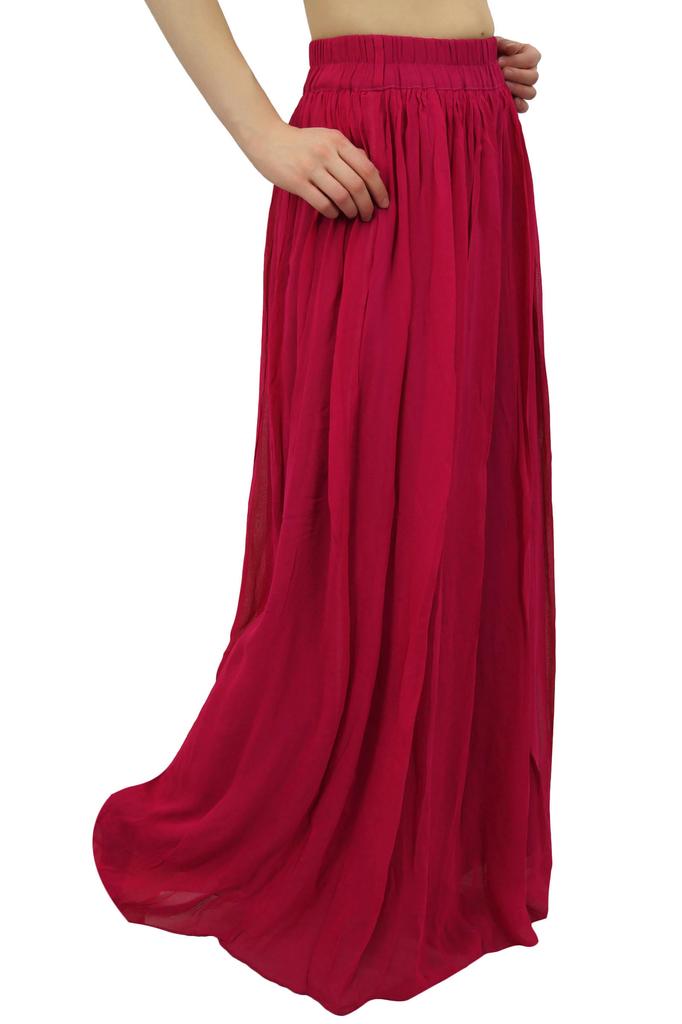 Bimba Женская летняя юбка-клеш из пурпурного жоржета с эластичной талией - L