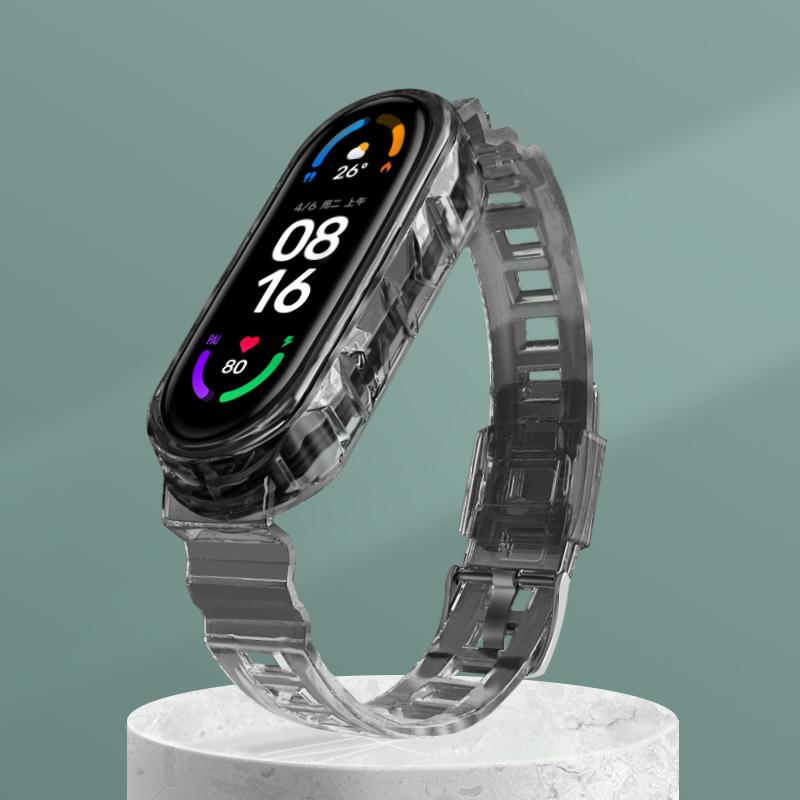 Прозрачный чехол из ТПУ + ремешок для Xiaomi Mi Band 10 9 8 Мягкий спортивный влагоотводящий ремешок Аксессуары для смарт-браслета Xiaomi 9 8 10