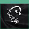 Punk Flower Dark Ear Cuffs Jewelry With Electroplated Finish For Fashion Women