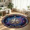Mandala Ornament (504) Theme Round Crystal Velvet Rug Custom Name Text Personalized Floor Mat Home Decor Non Slip Crystal Carpet