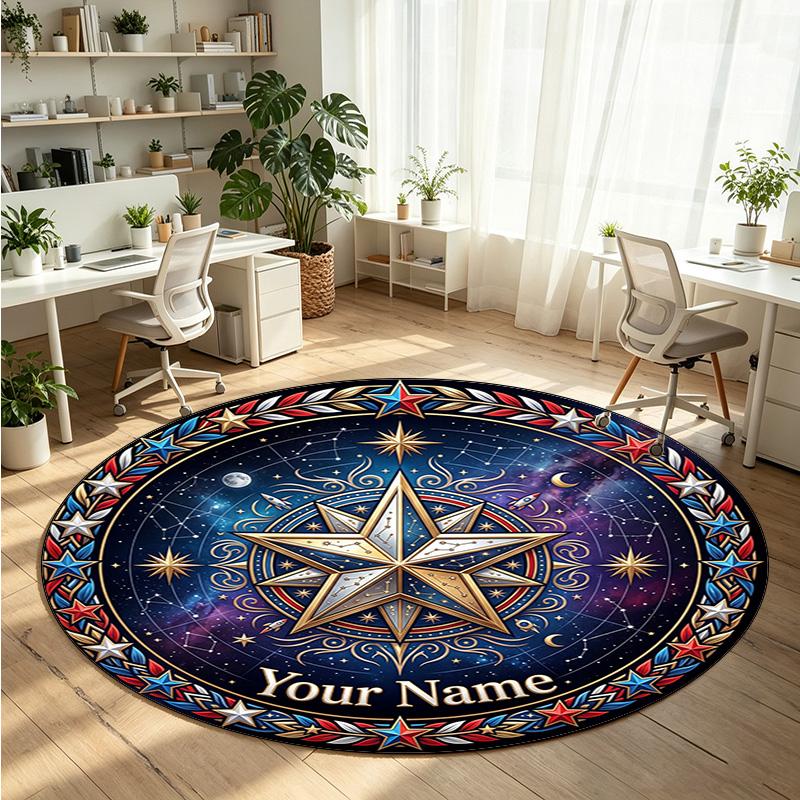 Mandala Ornament (504) Theme Round Crystal Velvet Rug Custom Name Text Personalized Floor Mat Home Decor Non Slip Crystal Carpet