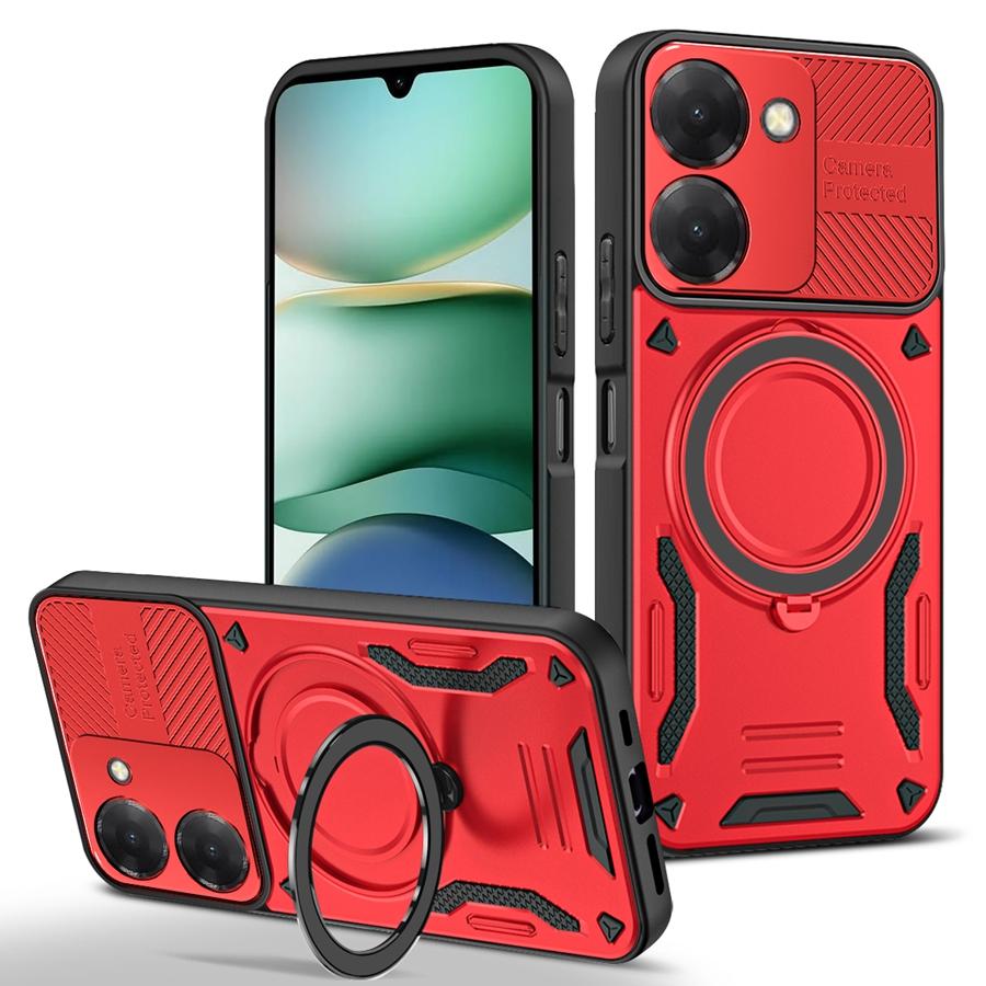 Прочный ударопрочный магнитный чехол-броня для Xiaomi Redmi 15C 15 A5 14C Note 14S 14 13 Pro Plus 5G с держателем-кольцом для автомобиля