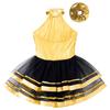 Girls Dance Performance Dress Halter Sleeveless Backless Design Sparkling Sequins Decorated Tutu Costume