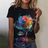 3D Printed Flower Rose T-Shirt For Women Colorful Plants Pattern Tees Summer Casual Short Sleeves O-Neck Tops Loose T Shirts