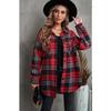Autumn and Winter Women's Plaid Shirt Jacket Lapel Single-breasted Shirt Commuter Loose Plaid Tweed Jacket
